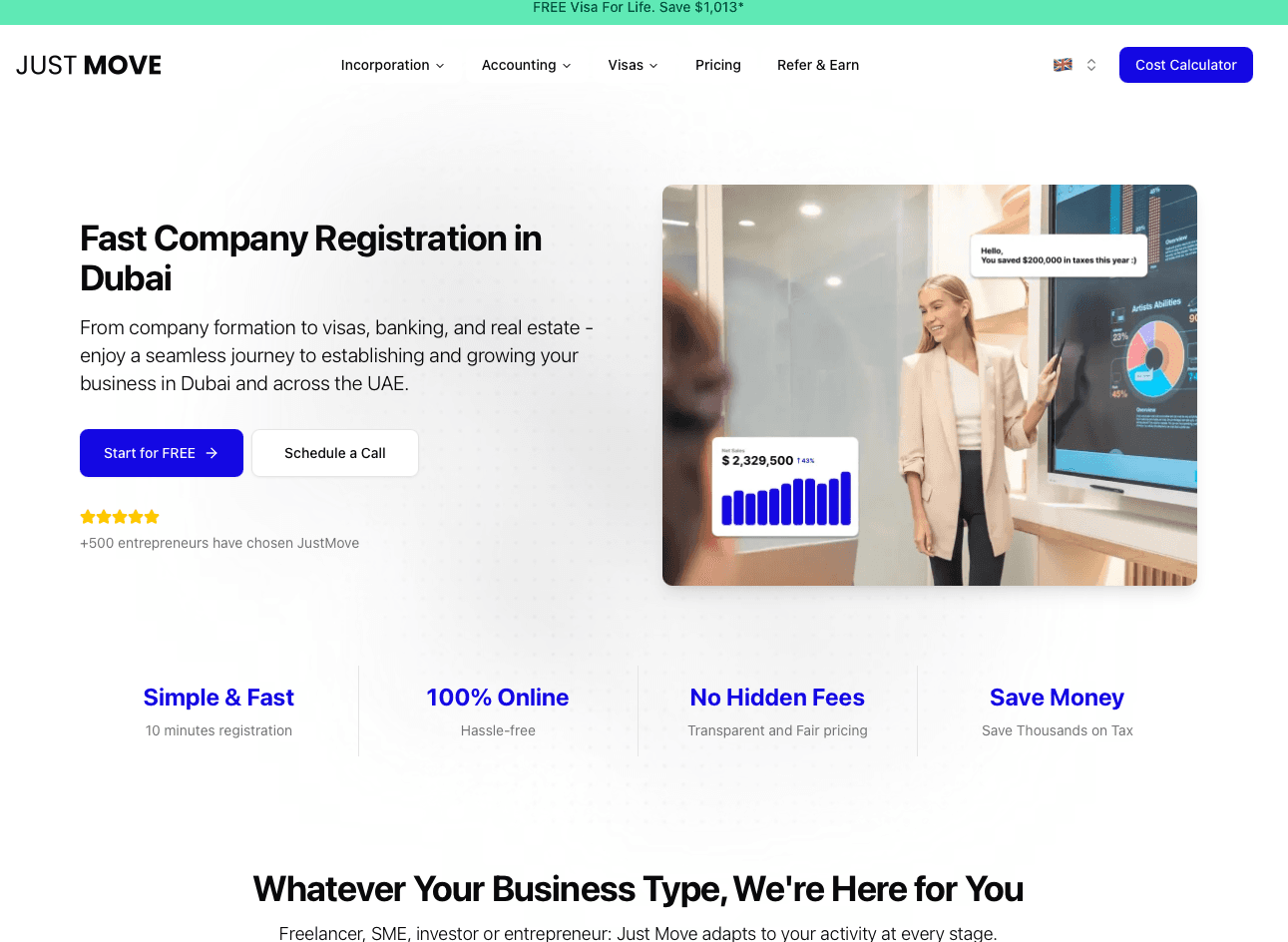 JustMove — fast company registration in Dubai, fully online