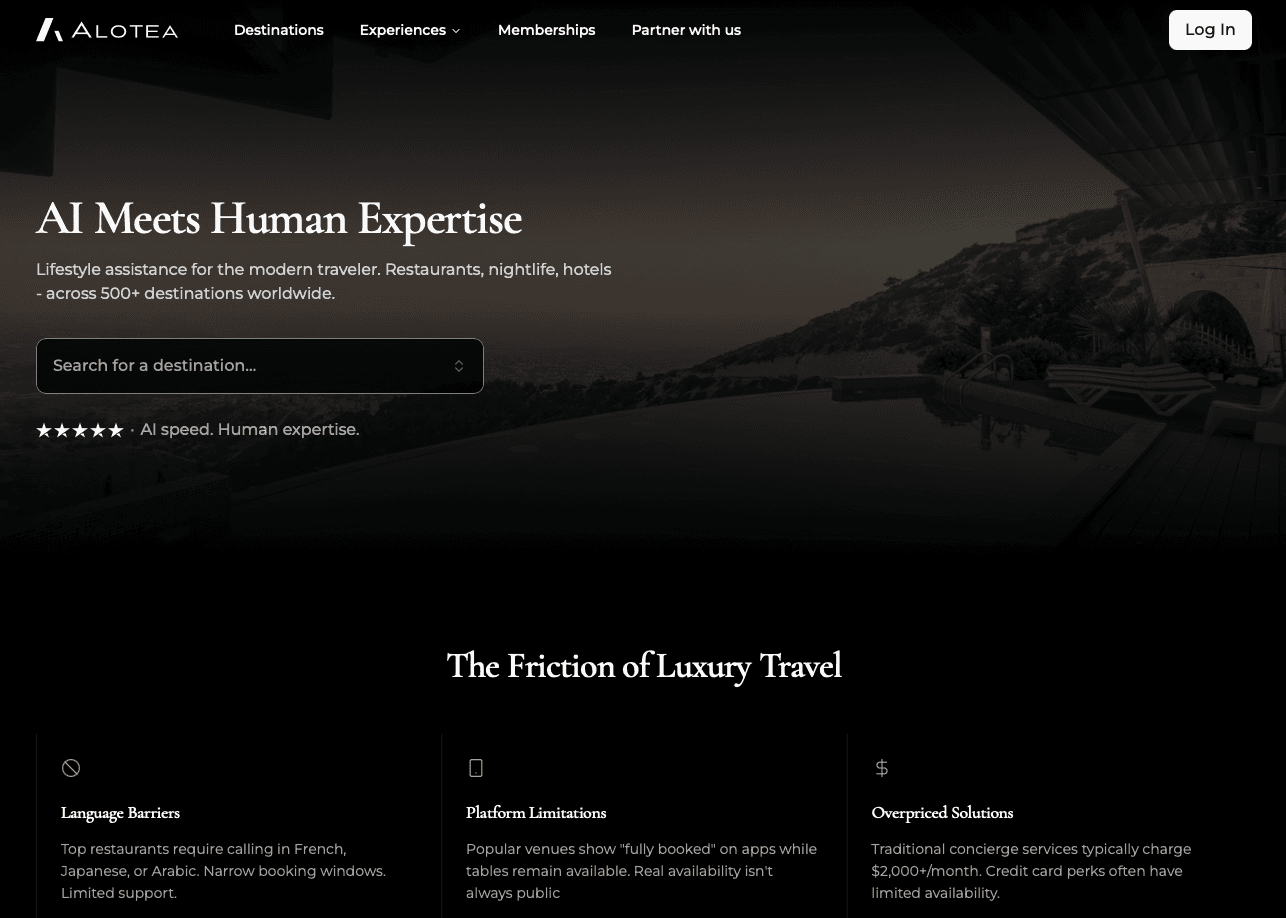 Alotea — AI-powered luxury travel concierge across 500+ destinations